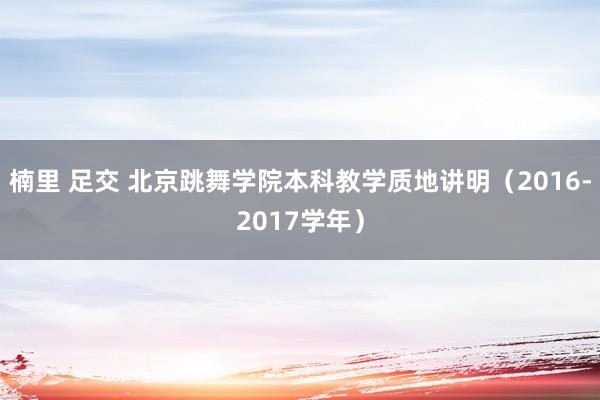 楠里 足交 北京跳舞学院本科教学质地讲明（2016-2017学年）