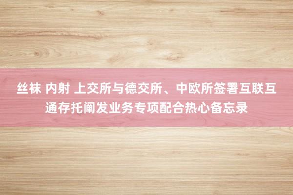 丝袜 内射 上交所与德交所、中欧所签署互联互通存托阐发业务专项配合热心备忘录